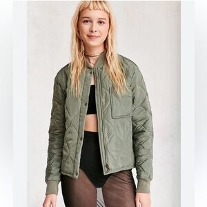 Urban Outfitters Quilted Green Bomber Jacket